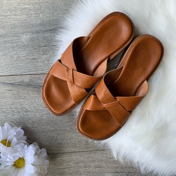 Vintage Shoes - J crew vintage wooden leather sandal slide
